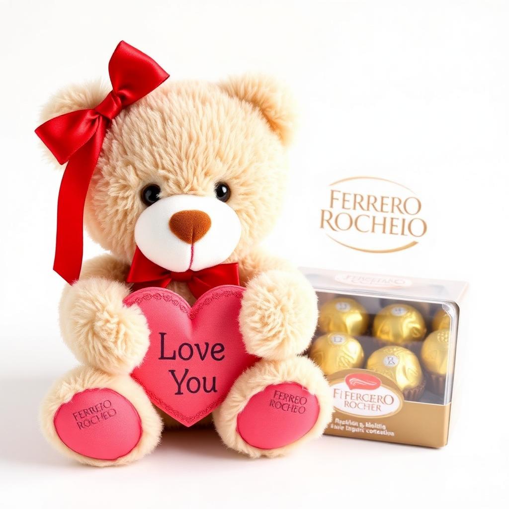 Foto real do pedido com ursinho e Ferrero recebido por Mariana L.